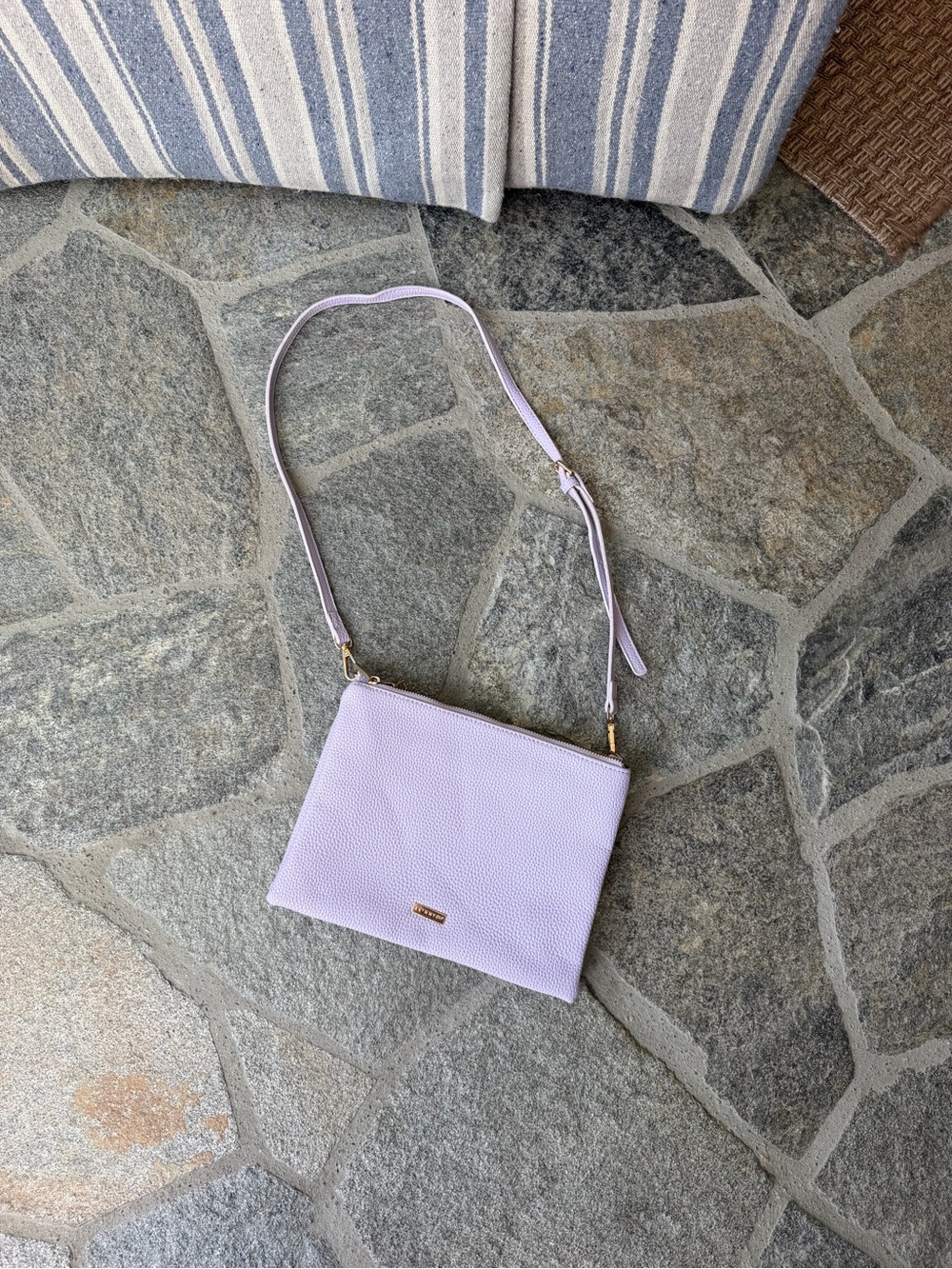 Lilac Pebbled Leather Crossbody Bag with Adjustable Strap LIKE NEW